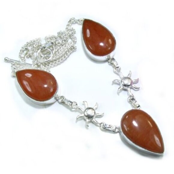 Jasper Stone and Sun Necklace - NEW - Picture 1 of 7